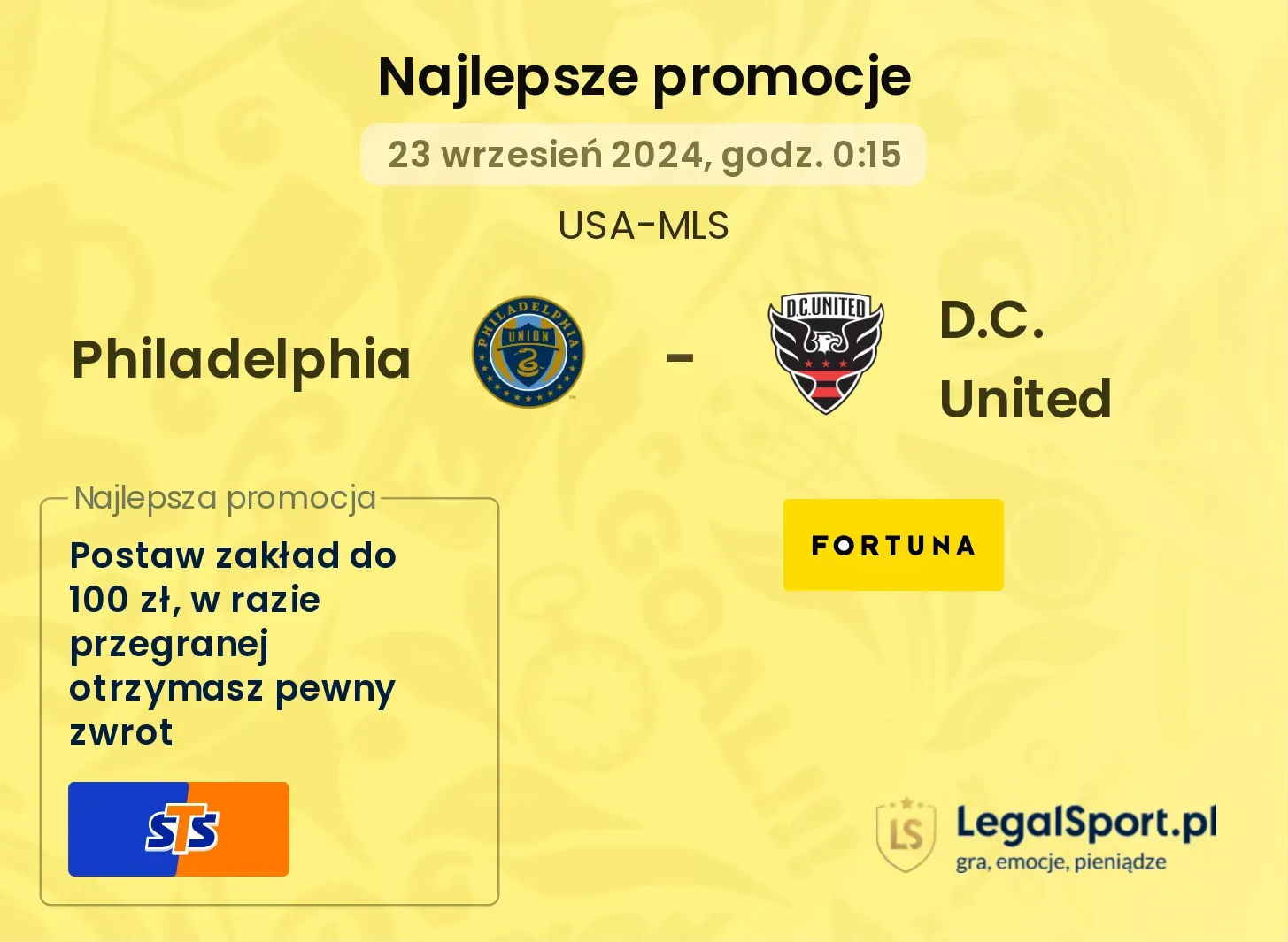 Philadelphia - D.C. United promocje u bukmacherów 23.09, 00:15