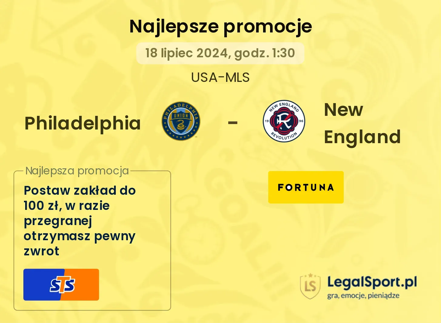 Philadelphia - New England promocje bukmacherskie (18.07, 01:30)