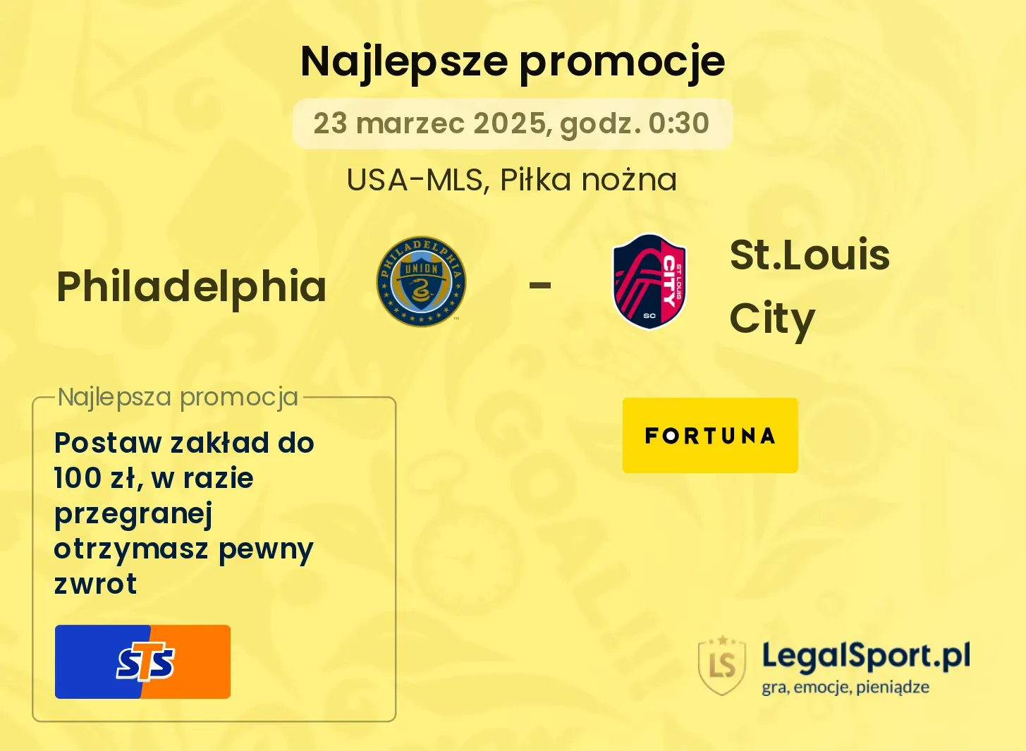 Philadelphia - St.Louis City promocje bonusy na mecz