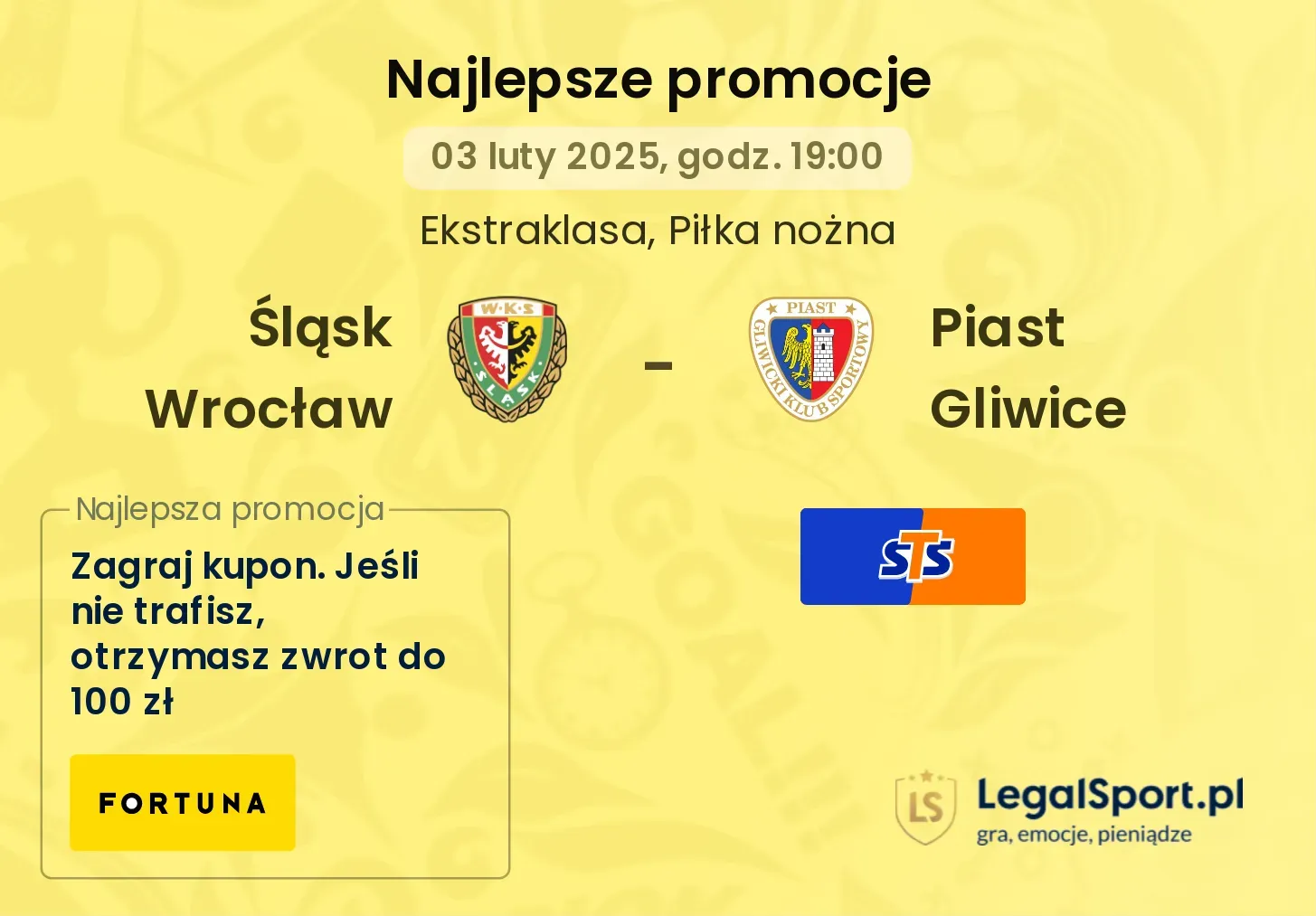 Śląsk Wrocław - Piast Gliwice promocje bukmacherskie