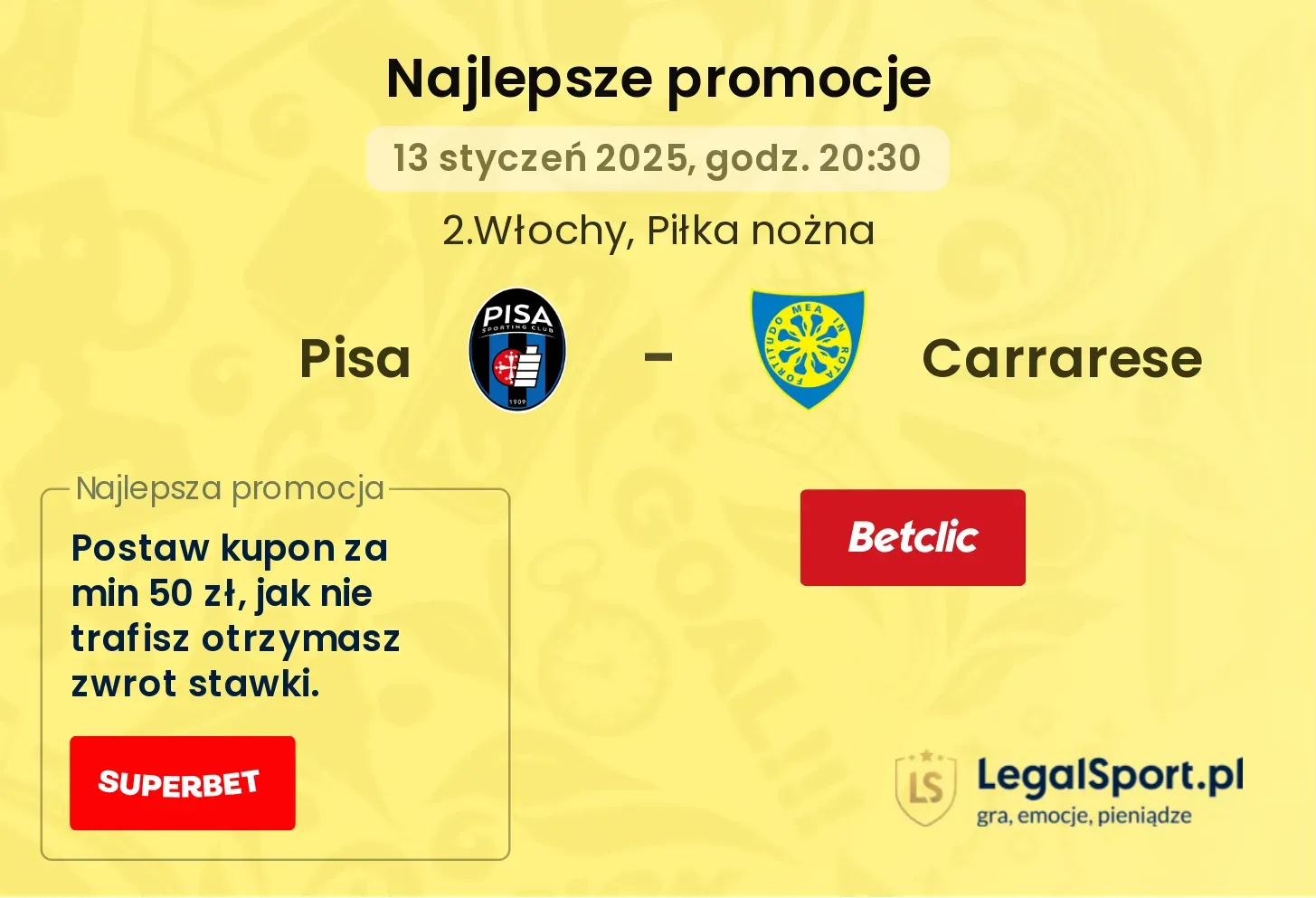 Pisa - Carrarese promocje bonusy na mecz