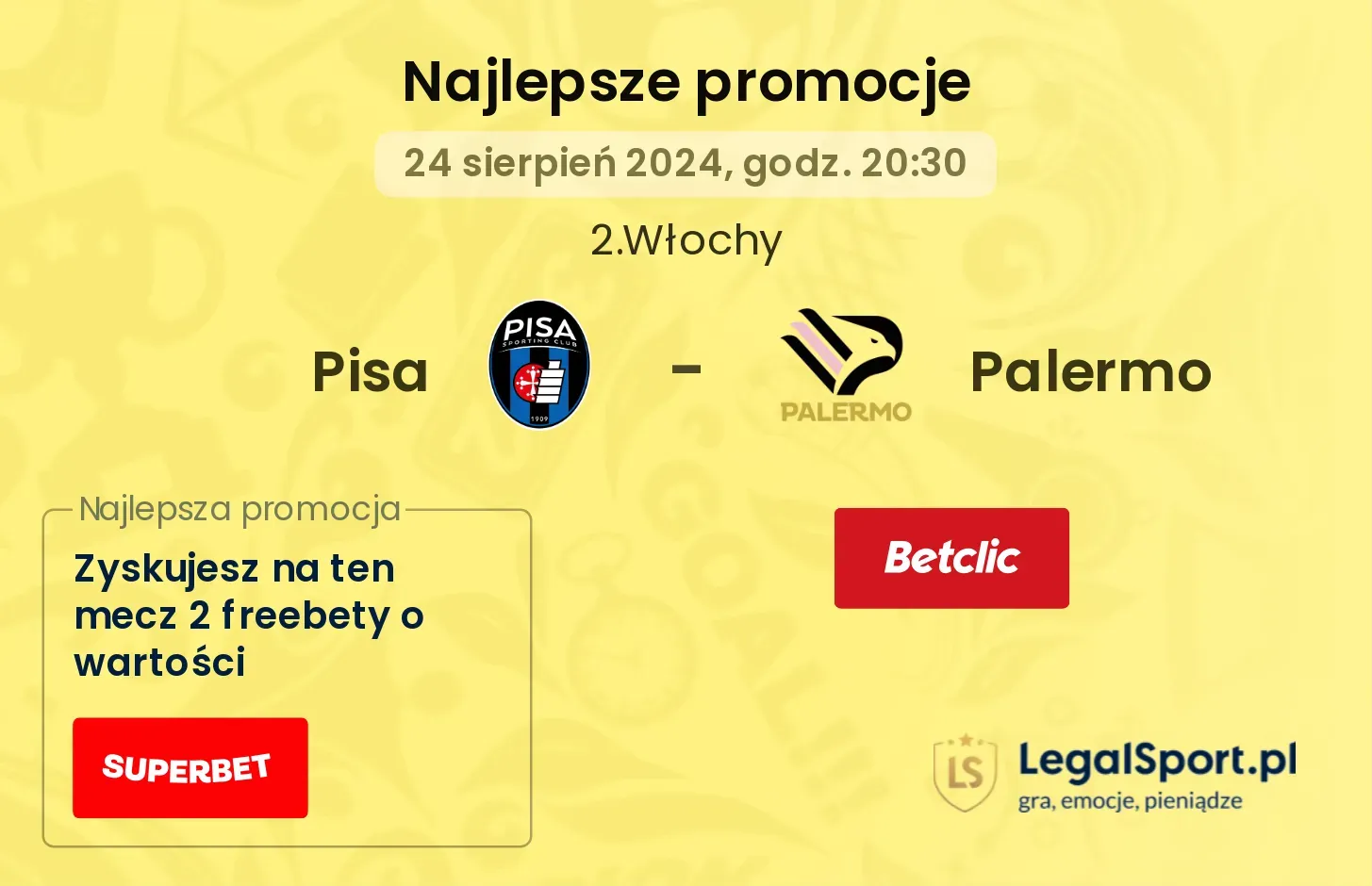 Pisa - Palermo promocje bonusy na mecz