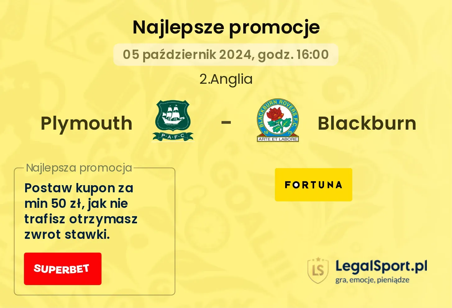 Plymouth - Blackburn promocje bonusy na mecz