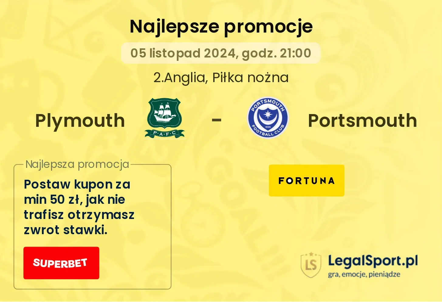 Plymouth - Portsmouth promocje bonusy na mecz