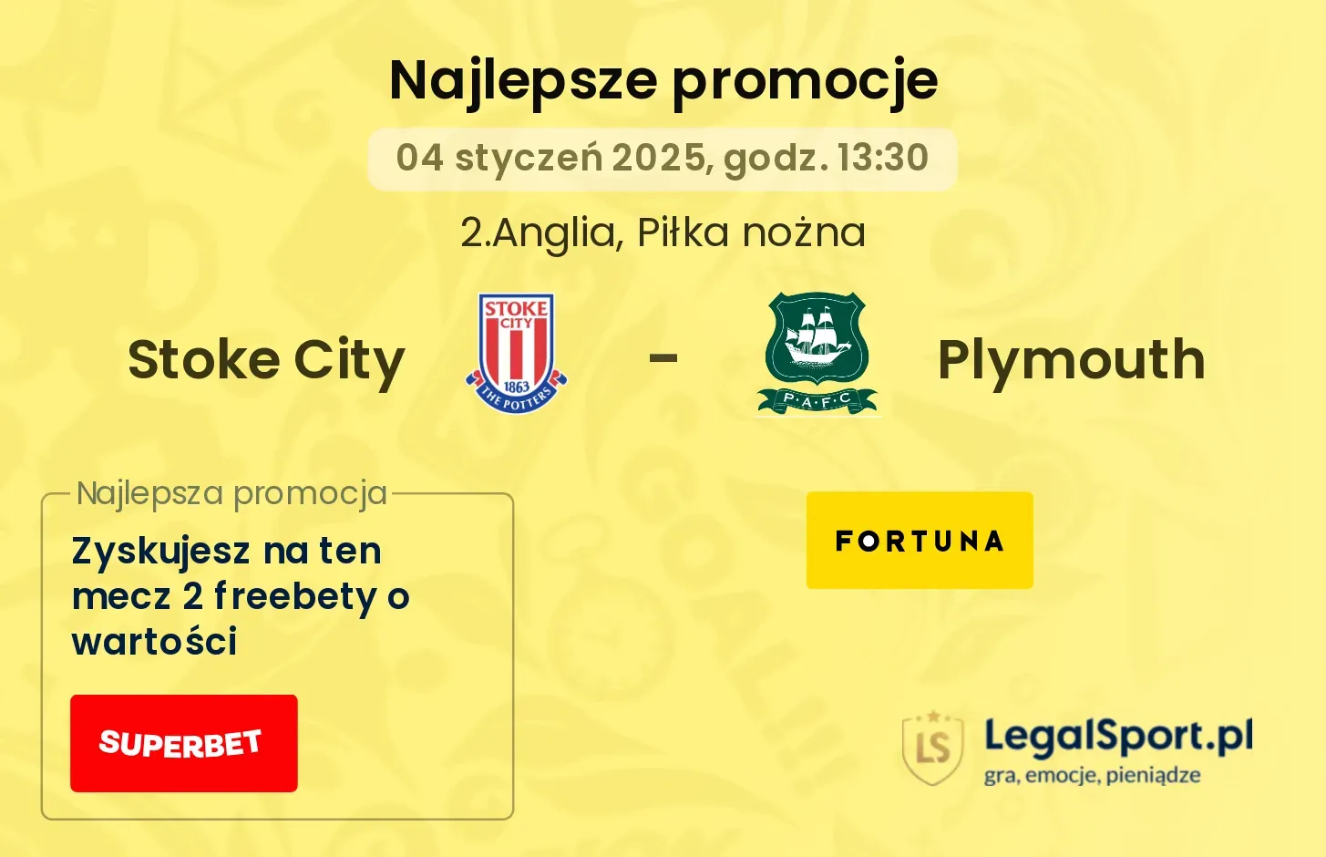 Stoke City - Plymouth promocje u bukmacherów