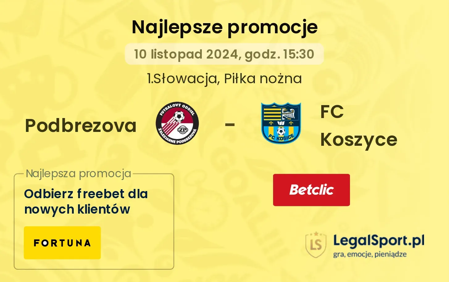 Podbrezova - FC Koszyce promocje u bukmacherów 10.11, 15:30