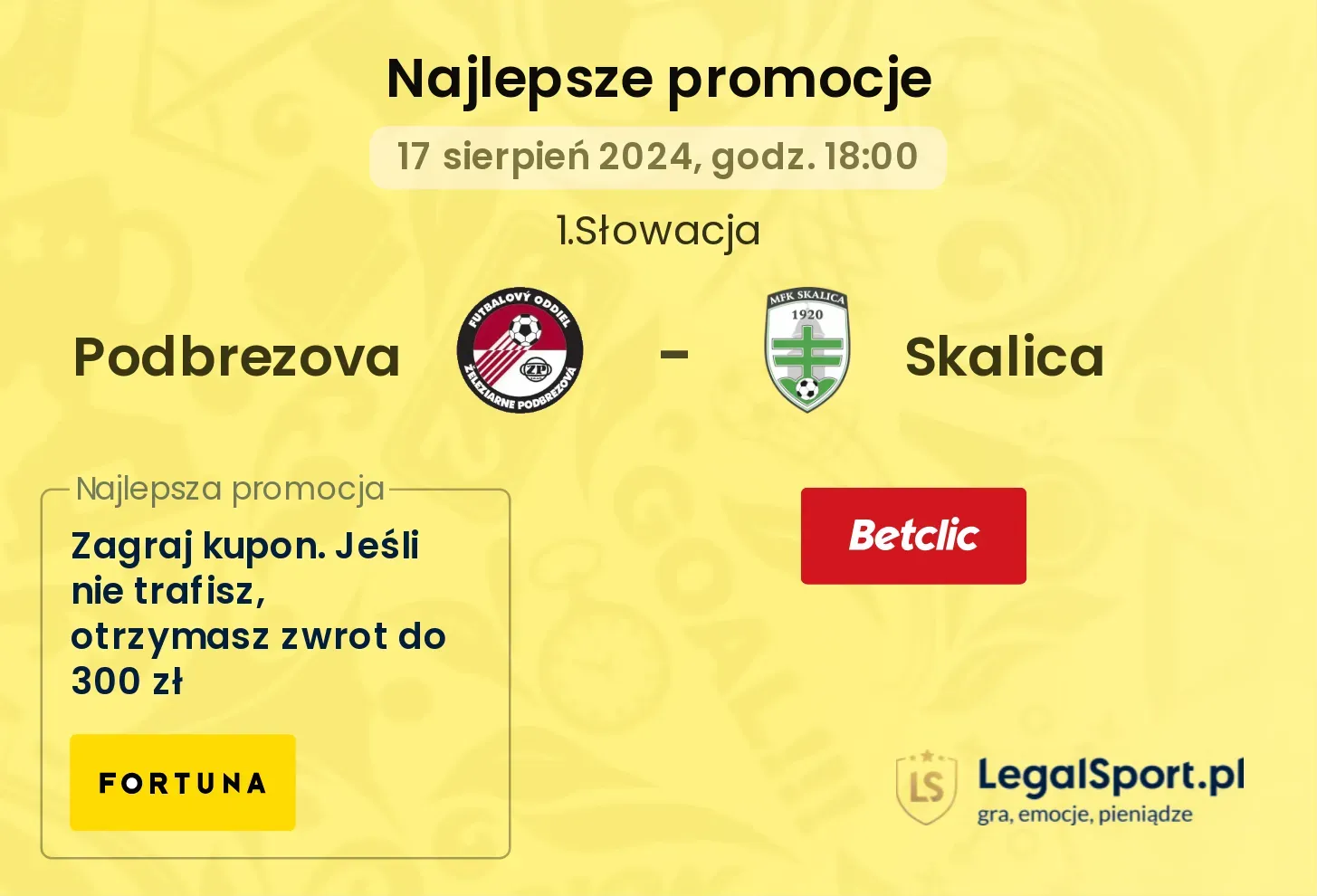 Podbrezova - Skalica promocje bonusy na mecz