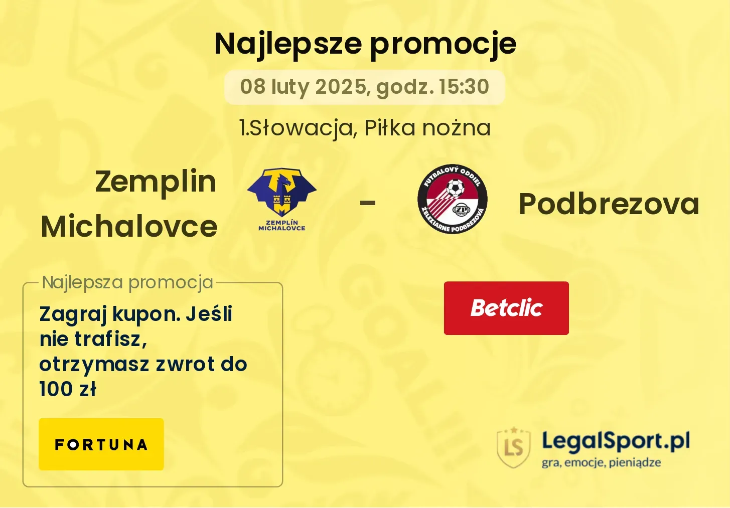 Zemplin Michalovce - Podbrezova promocje u bukmacherów