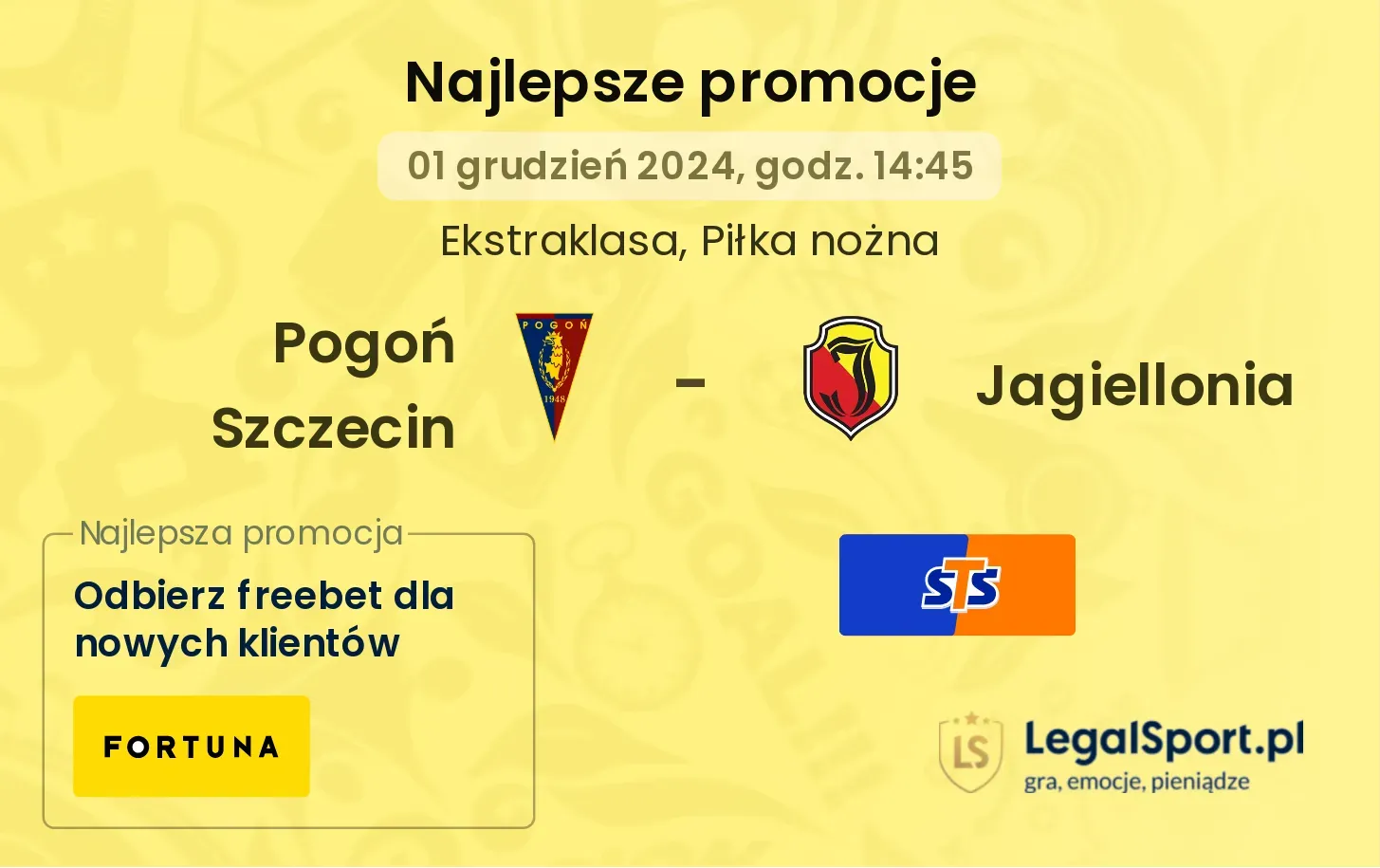 Pogoń Szczecin - Jagiellonia promocje bonusy na mecz