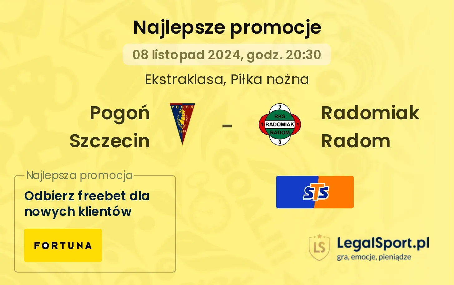 Pogoń Szczecin - Radomiak Radom promocje bonusy na mecz