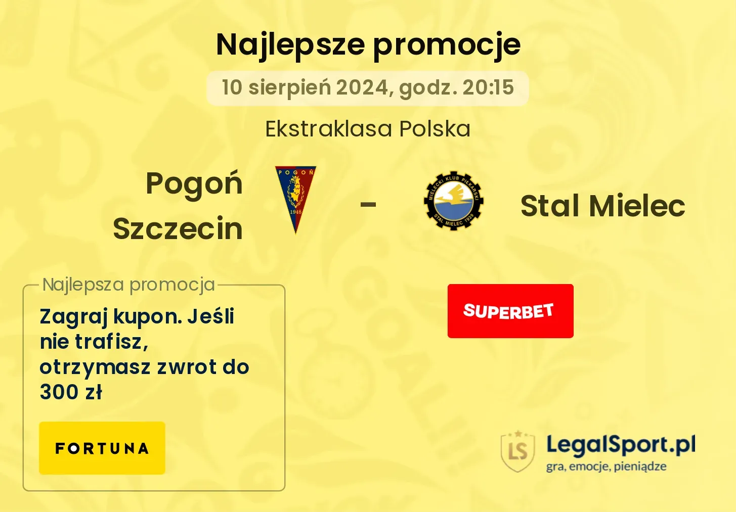 Pogoń Szczecin - Stal Mielec promocje bonusy na mecz