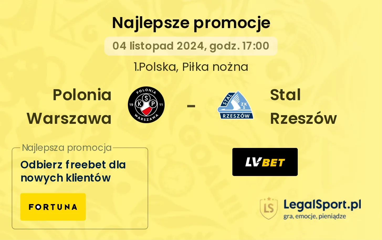 Polonia Warszawa - Stal Rzeszów promocje bonusy na mecz