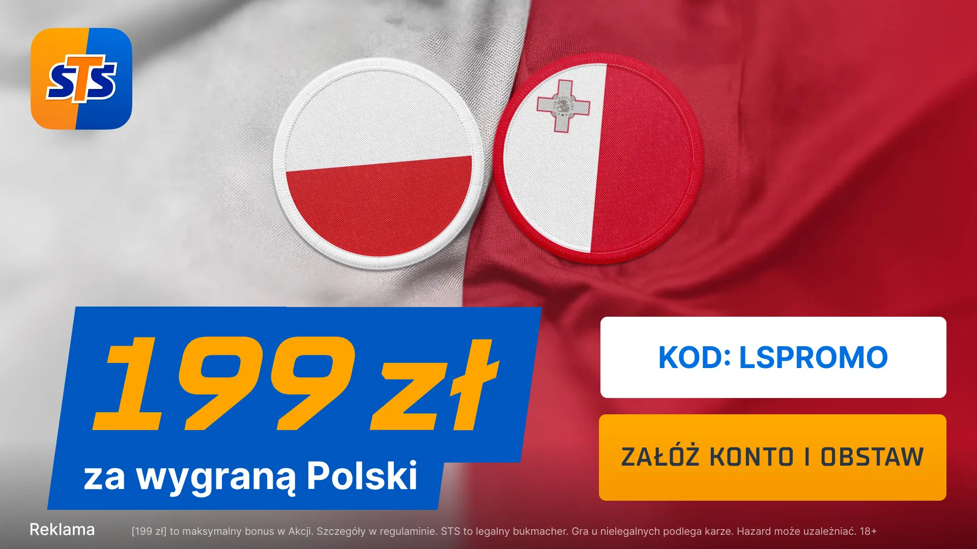 199 zł za wygraną Polski z Maltą w STS