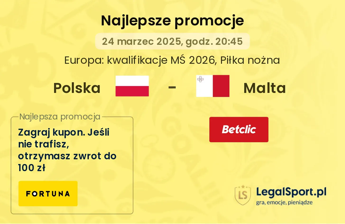 Polska - Malta promocje bonusy na mecz