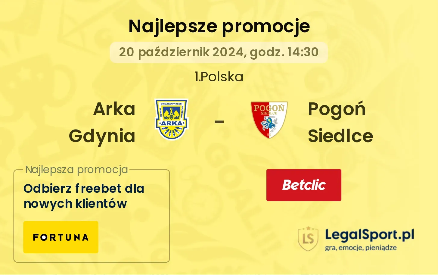 Arka Gdynia - Pogoń Siedlce promocje bonusy na mecz