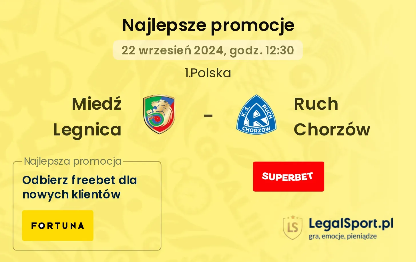 Miedź Legnica - Ruch Chorzów promocje bonusy na mecz