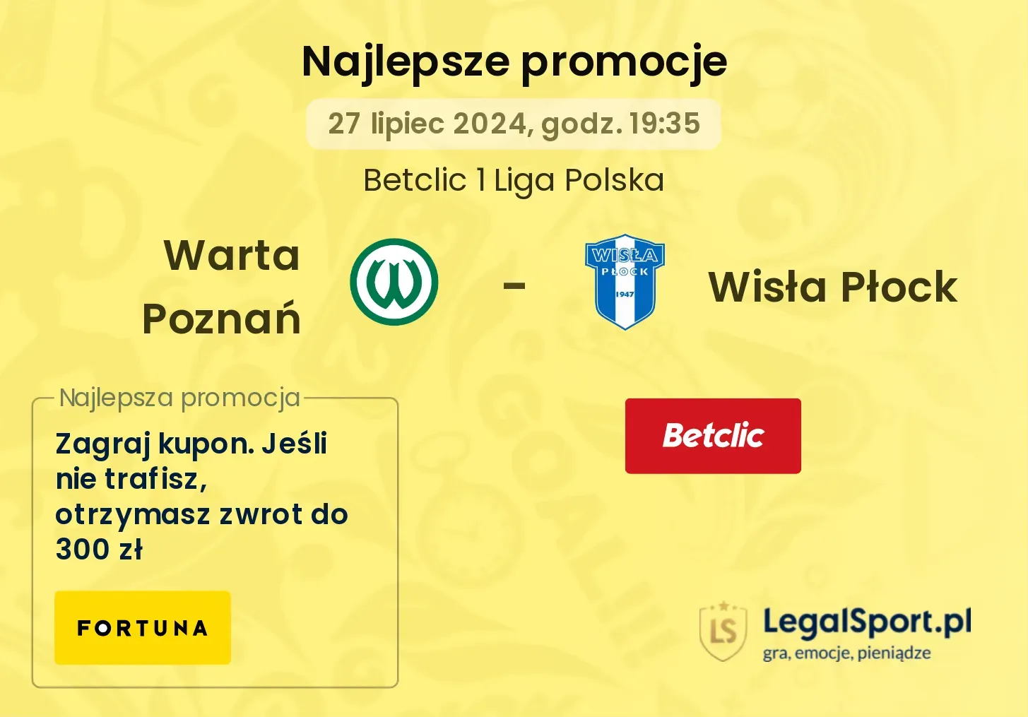 Warta Poznań - Wisła Płock promocje bonusy na mecz