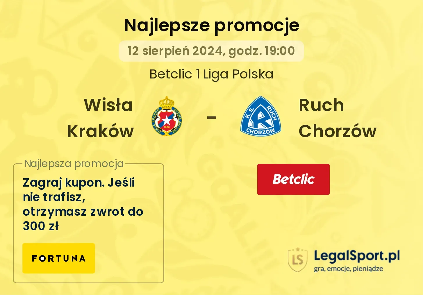 Wisła Kraków - Ruch Chorzów promocje bonusy na mecz