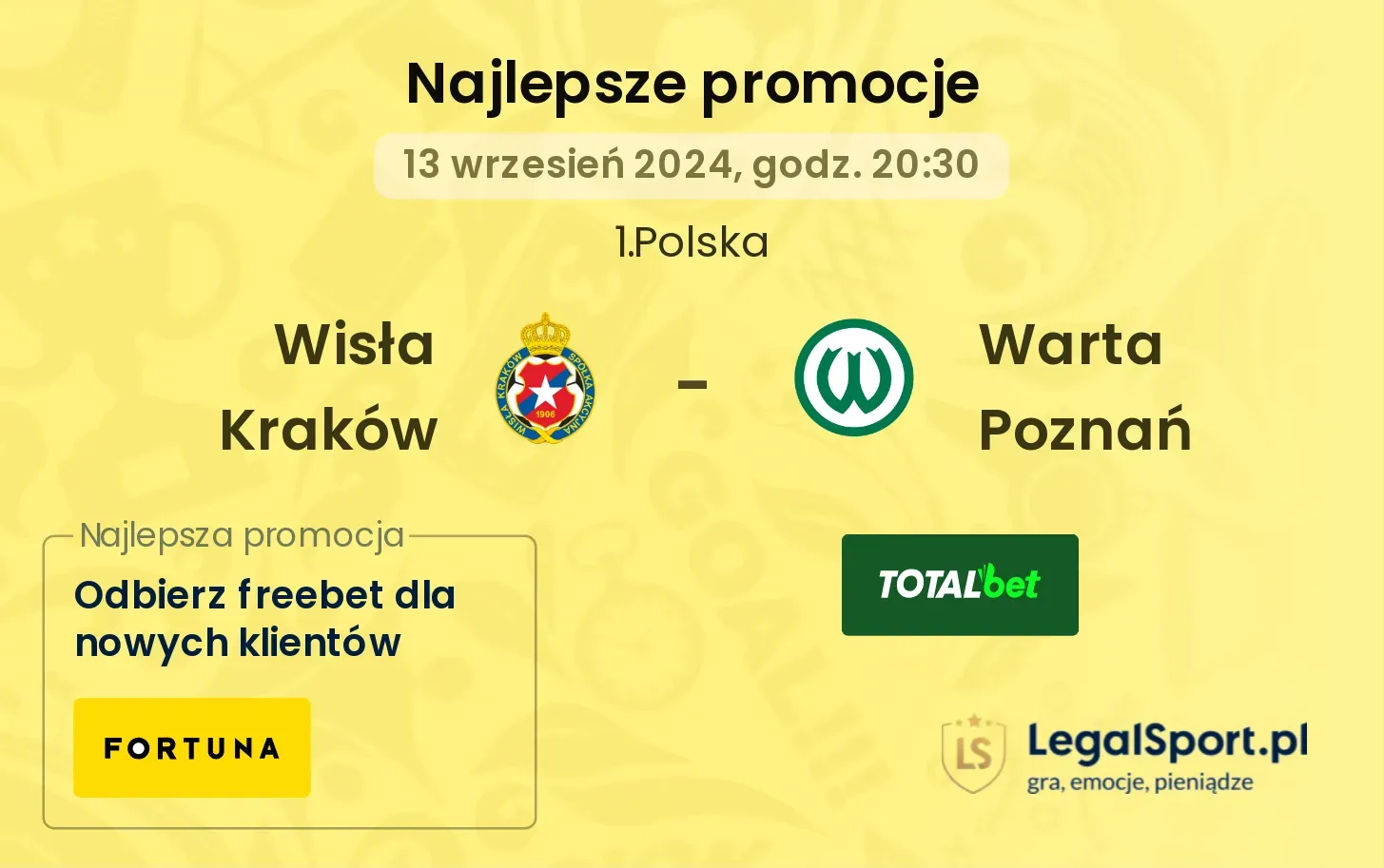 Wisła Kraków - Warta Poznań promocje bonusy na mecz