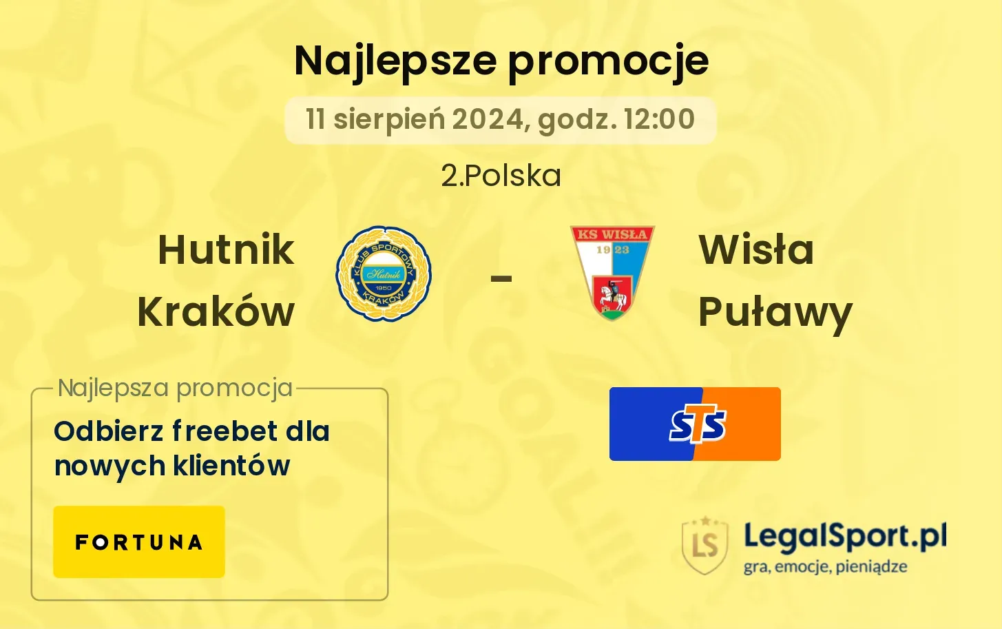 Hutnik Kraków - Wisła Puławy promocje bonusy na mecz