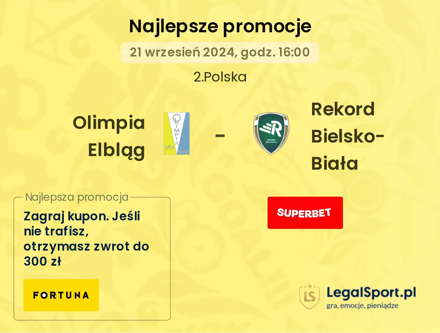 Olimpia Elbląg - Rekord Bielsko-Biała promocje bonusy na mecz