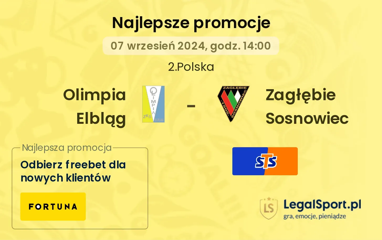 Olimpia Elbląg - Zagłębie Sosnowiec promocje bonusy na mecz