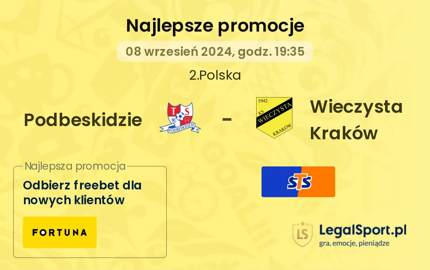 Podbeskidzie - Wieczysta Kraków promocje bonusy na mecz