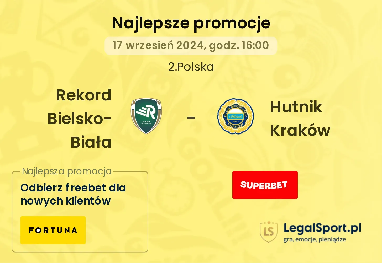 Rekord Bielsko-Biała - Hutnik Kraków promocje bonusy na mecz