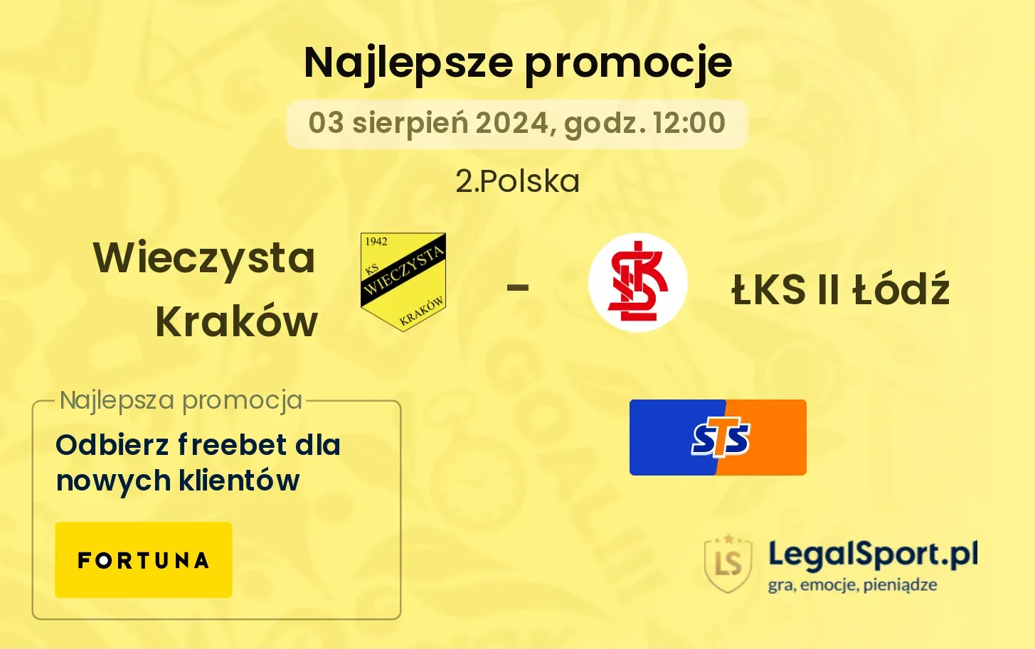 Wieczysta Kraków - ŁKS II Łódź promocje bonusy na mecz