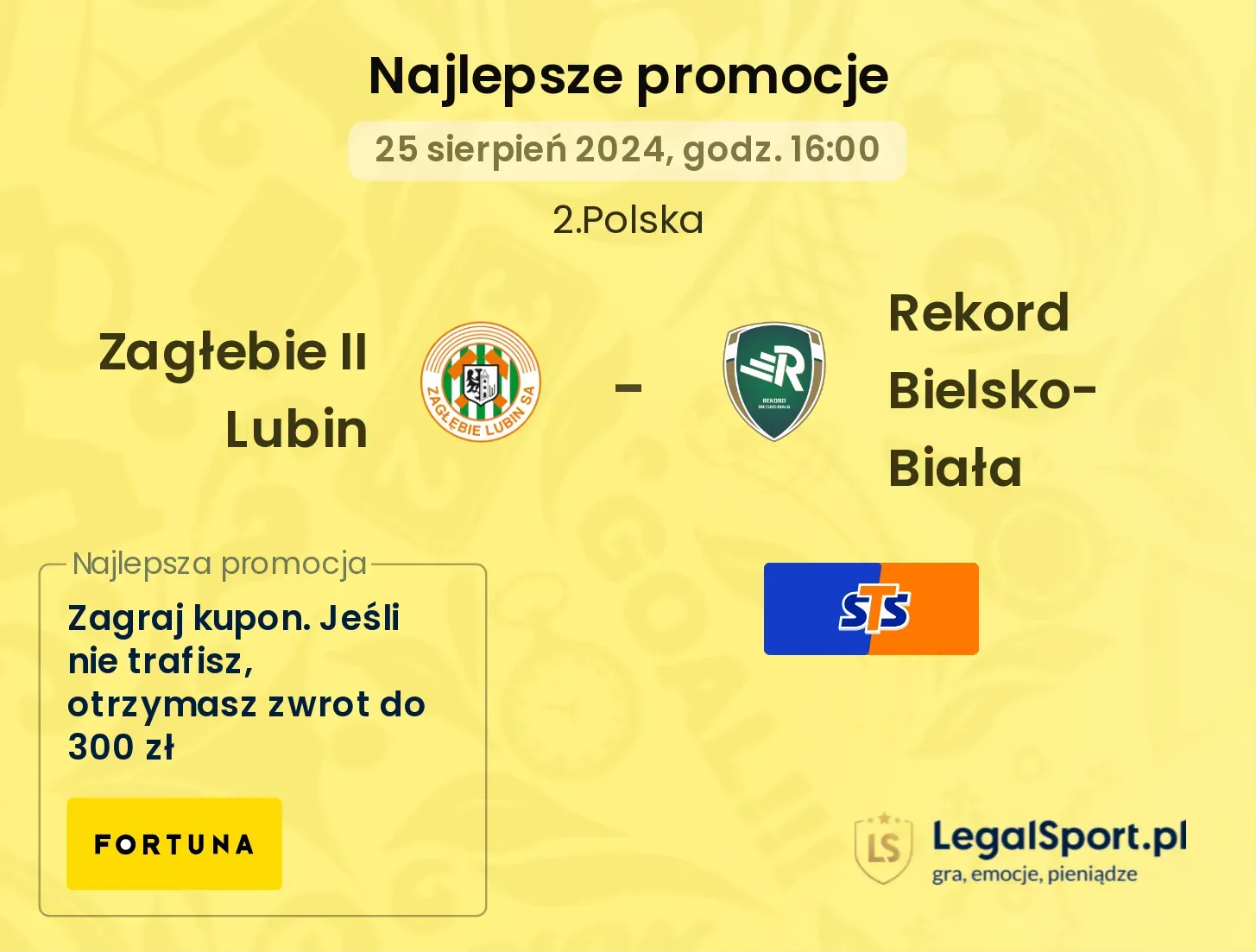 Zagłebie II Lubin - Rekord Bielsko-Biała promocje bonusy na mecz