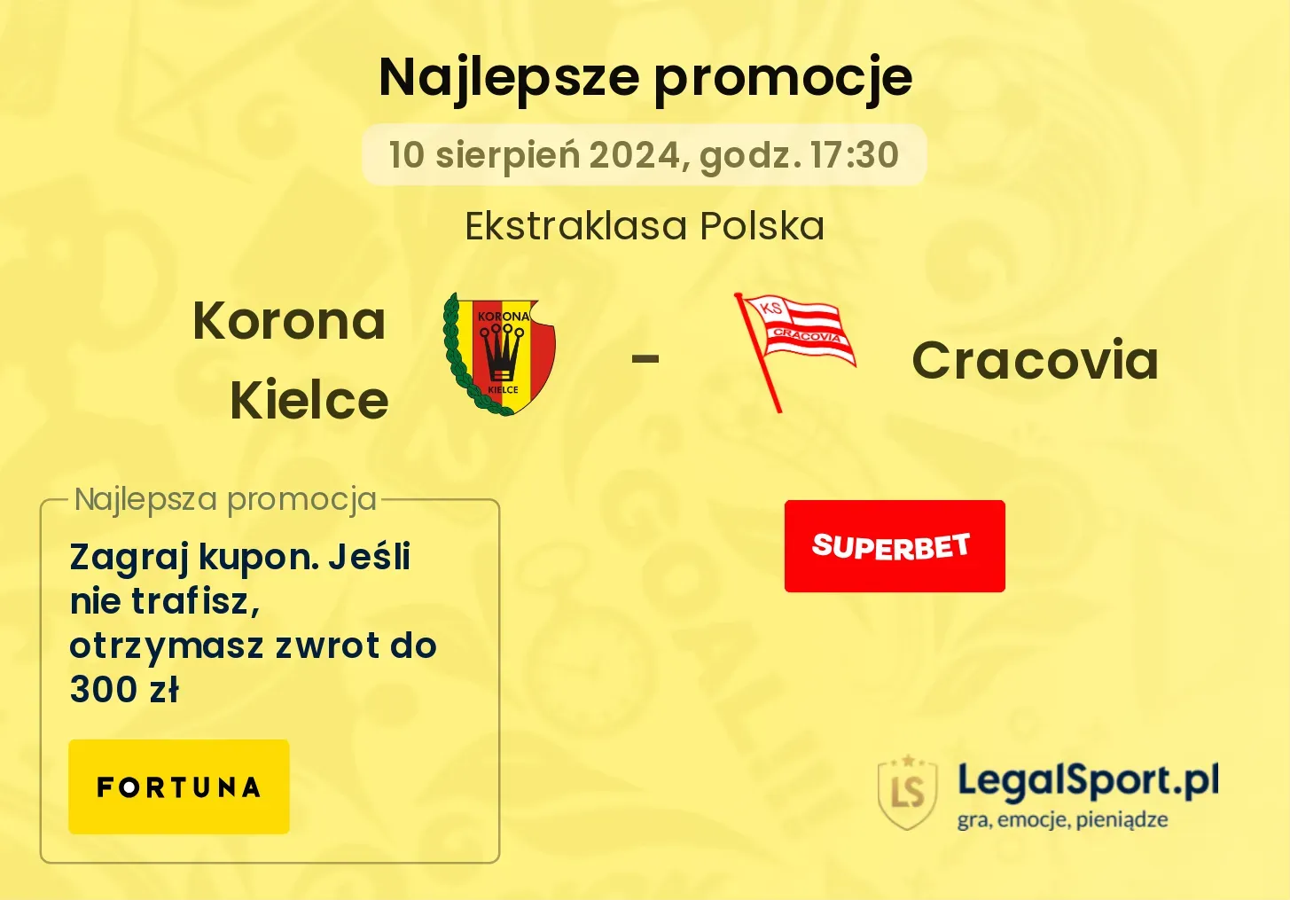 Korona Kielce - Cracovia promocje bonusy na mecz