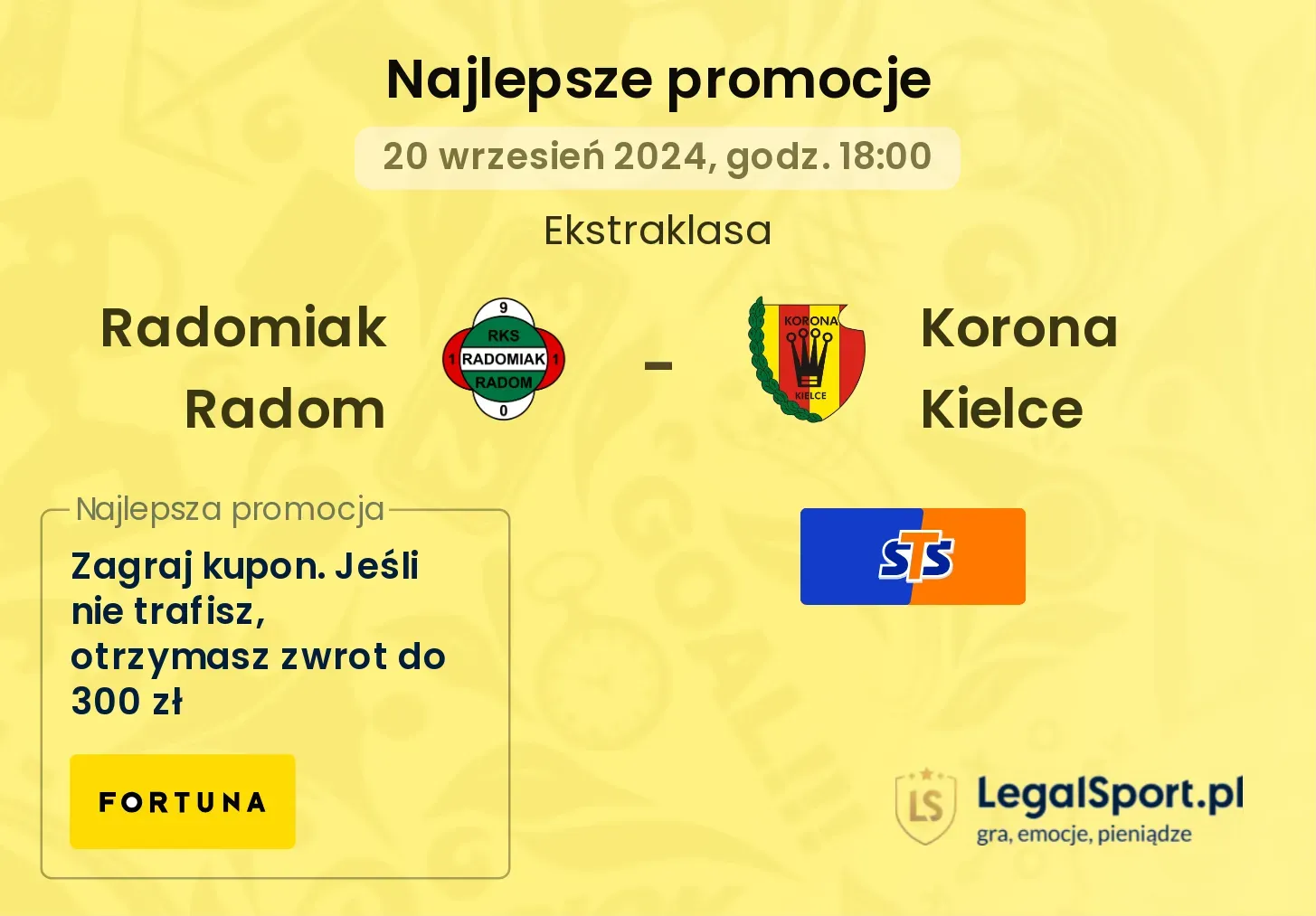 Radomiak Radom - Korona Kielce promocje bonusy na mecz