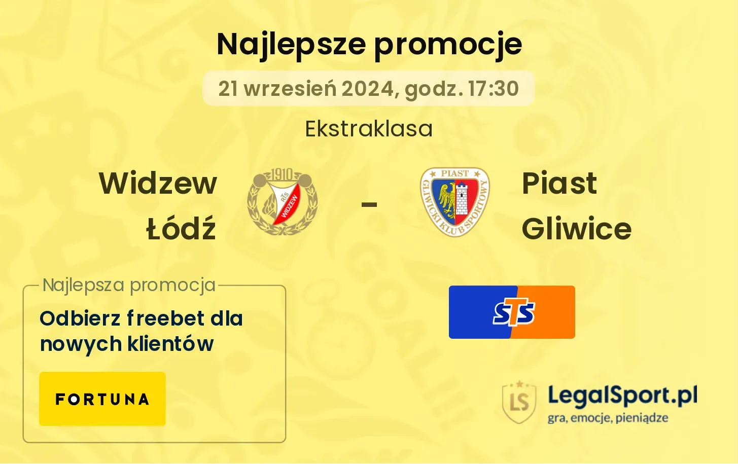 Widzew Łódź - Piast Gliwice promocje bonusy na mecz