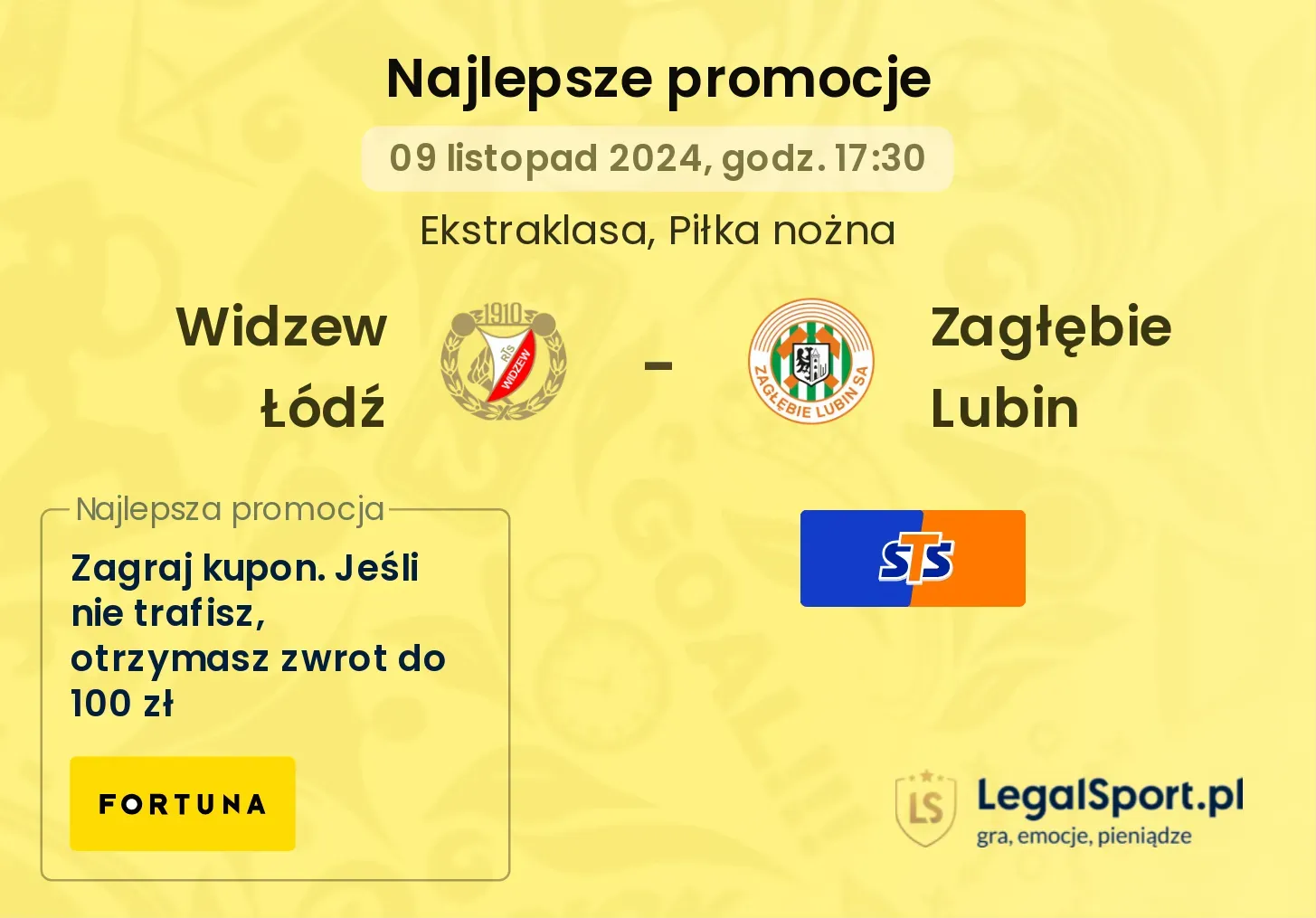 Widzew Łódź - Zagłębie Lubin promocje bonusy na mecz