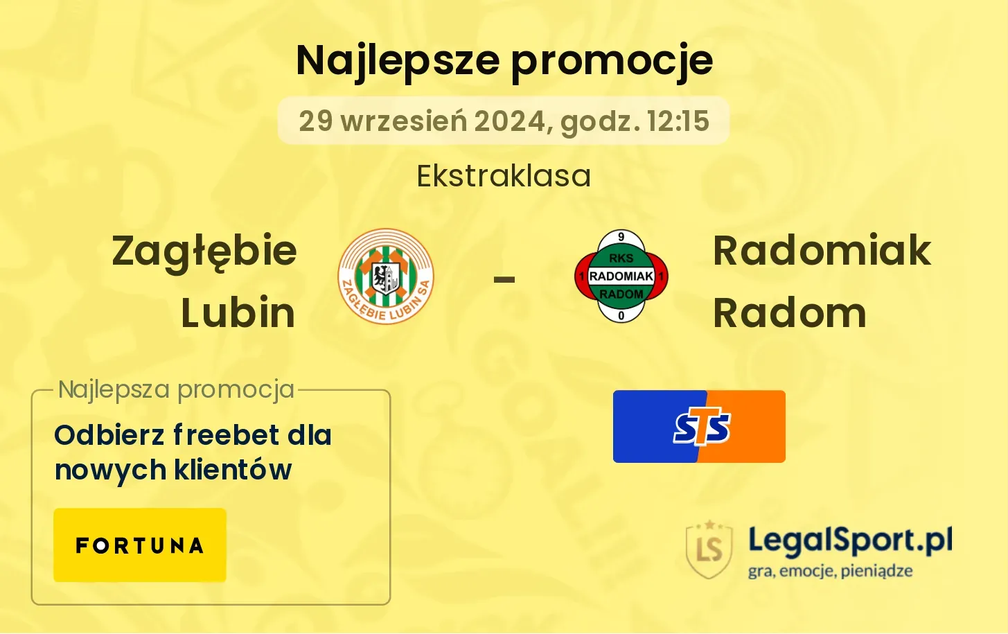 Zagłębie Lubin - Radomiak Radom promocje bonusy na mecz