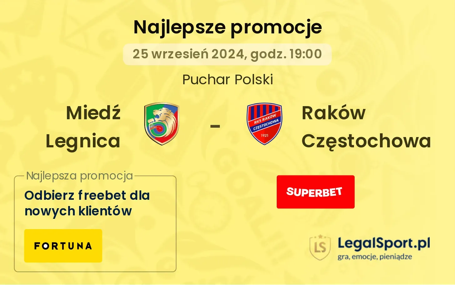 Miedź Legnica - Raków Częstochowa promocje bonusy na mecz