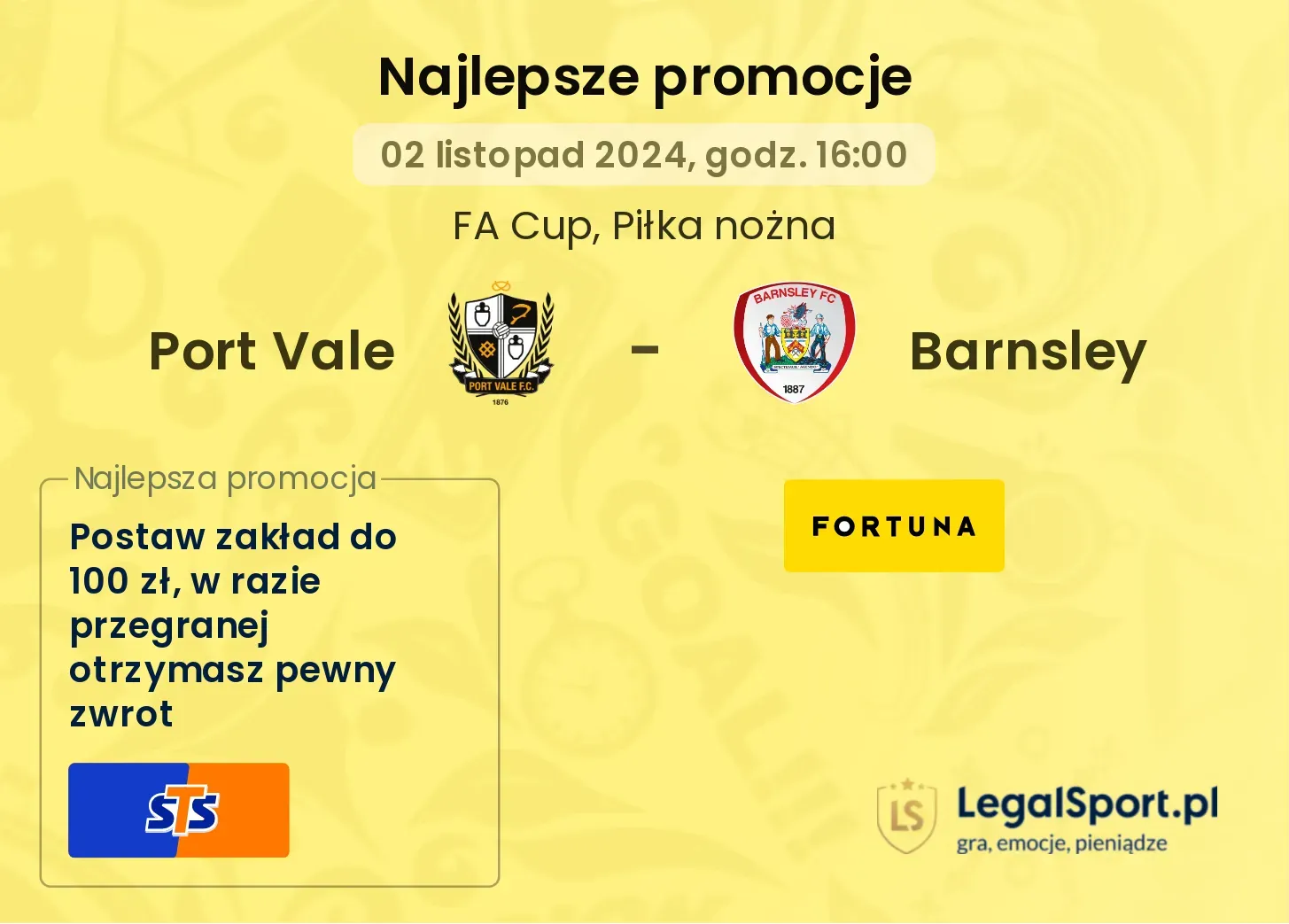 Port Vale - Barnsley promocje bonusy na mecz