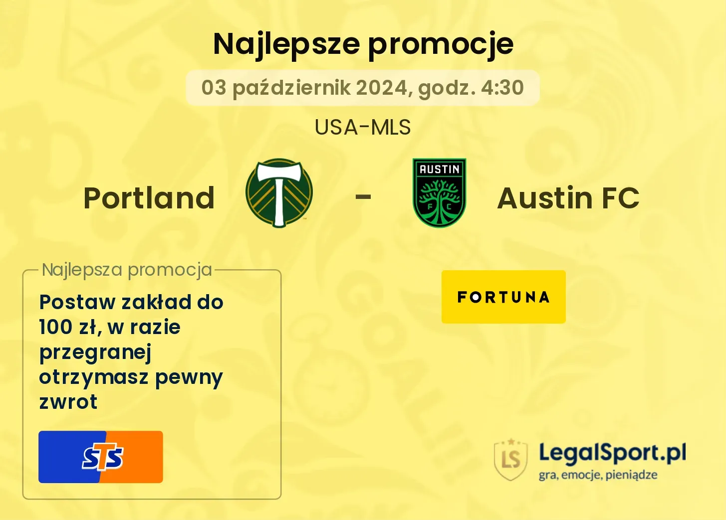 Portland - Austin FC promocje u bukmacherów 03.10, 04:30