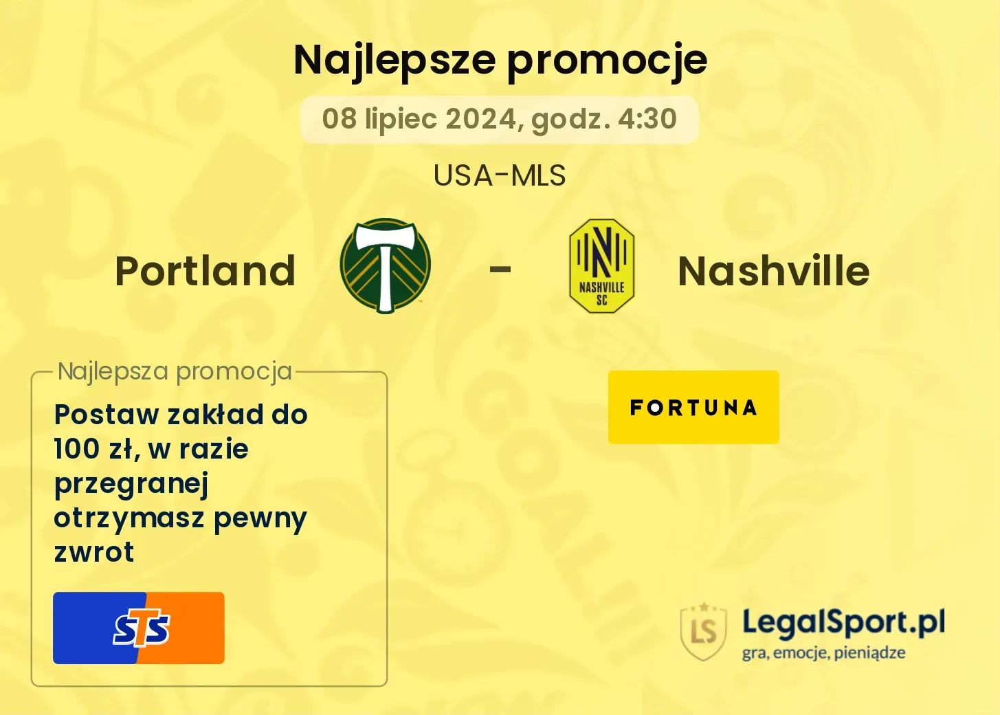 Portland - Nashville promocje u bukmacherów (08.07, 04:30)