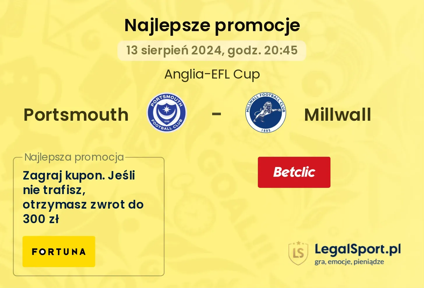 Portsmouth - Millwall promocje bonusy na mecz