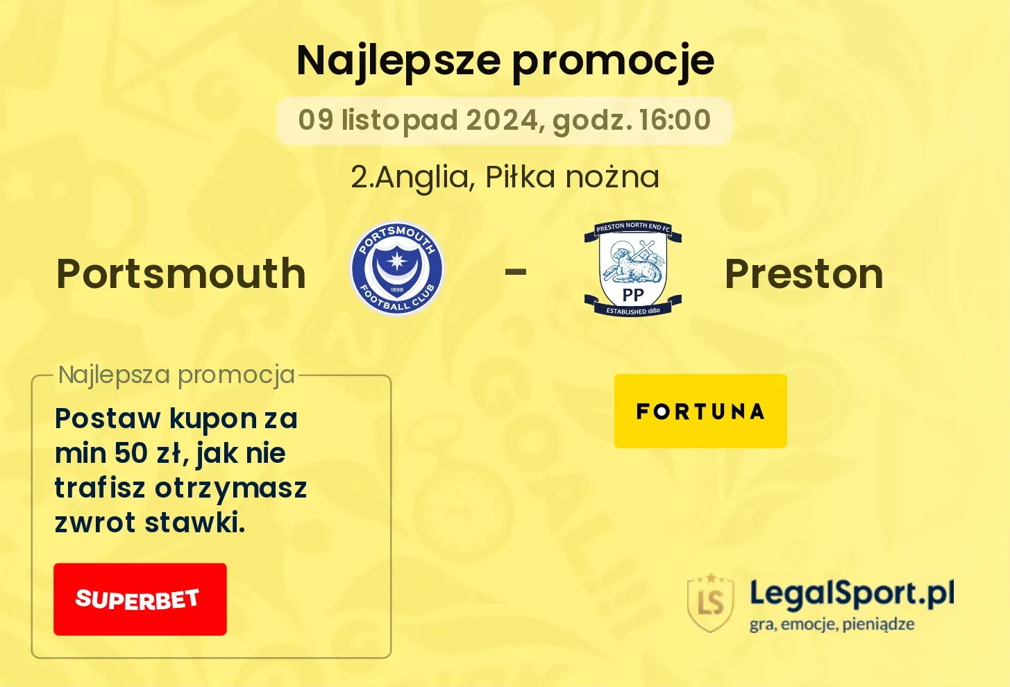 Portsmouth - Preston promocje bonusy na mecz