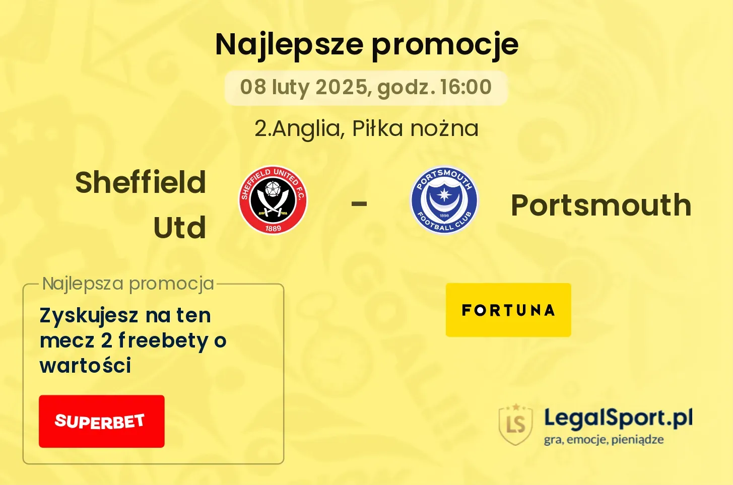 Portsmouth - Sheffield Utd promocje bukmacherskie 28.09, 16:00