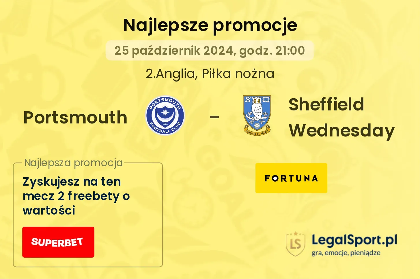 Portsmouth - Sheffield Wednesday promocje bonusy na mecz