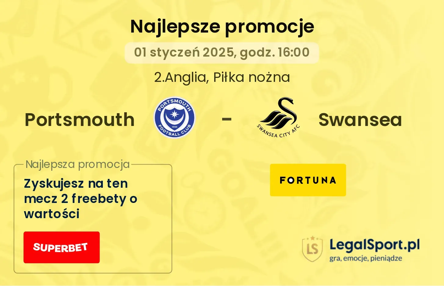 Portsmouth - Swansea promocje u bukmacherów