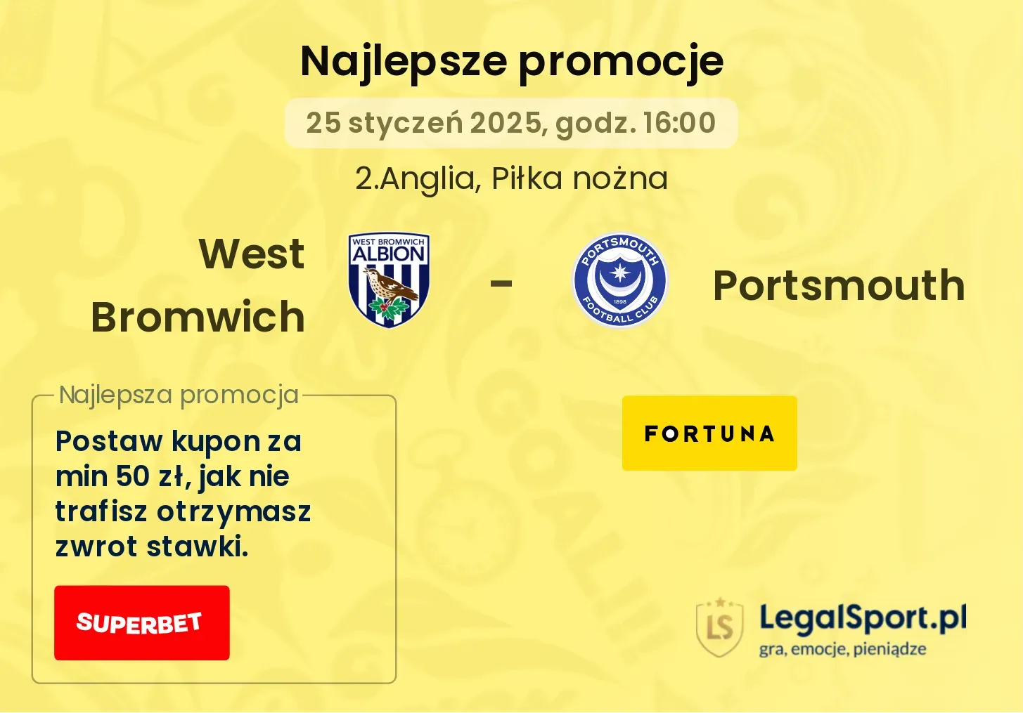 West Bromwich - Portsmouth promocje bukmacherskie