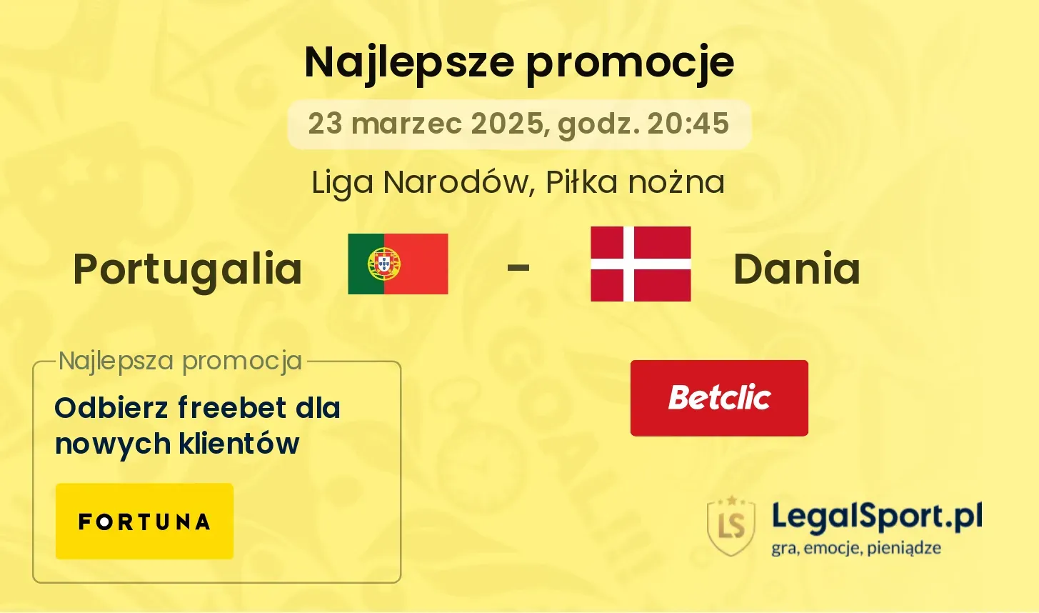 Portugalia - Dania promocje bonusy na mecz