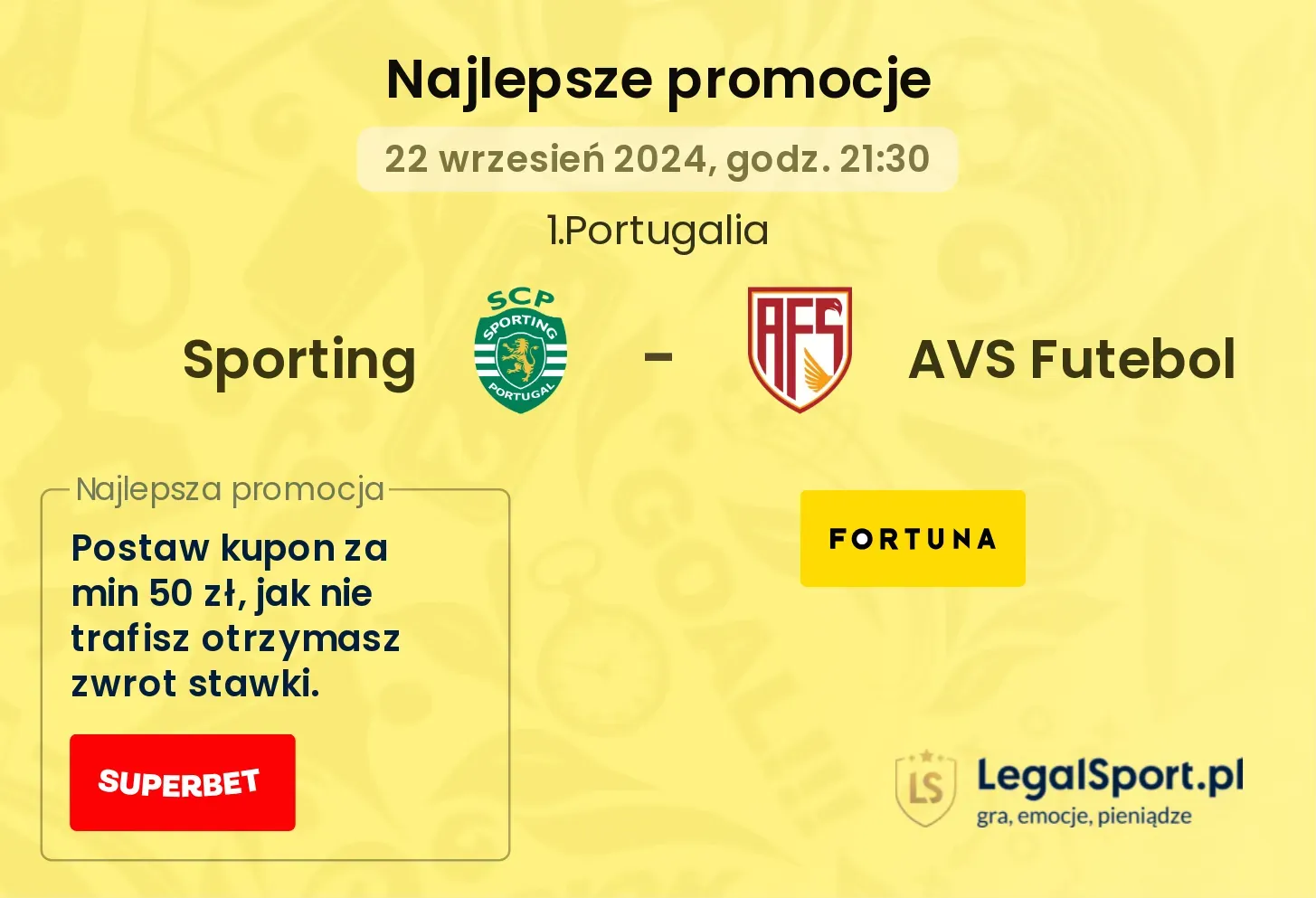 Sporting - AVS Futebol promocje bonusy na mecz