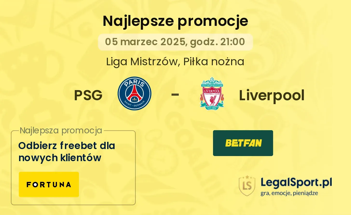 PSG - Liverpool promocje bonusy na mecz