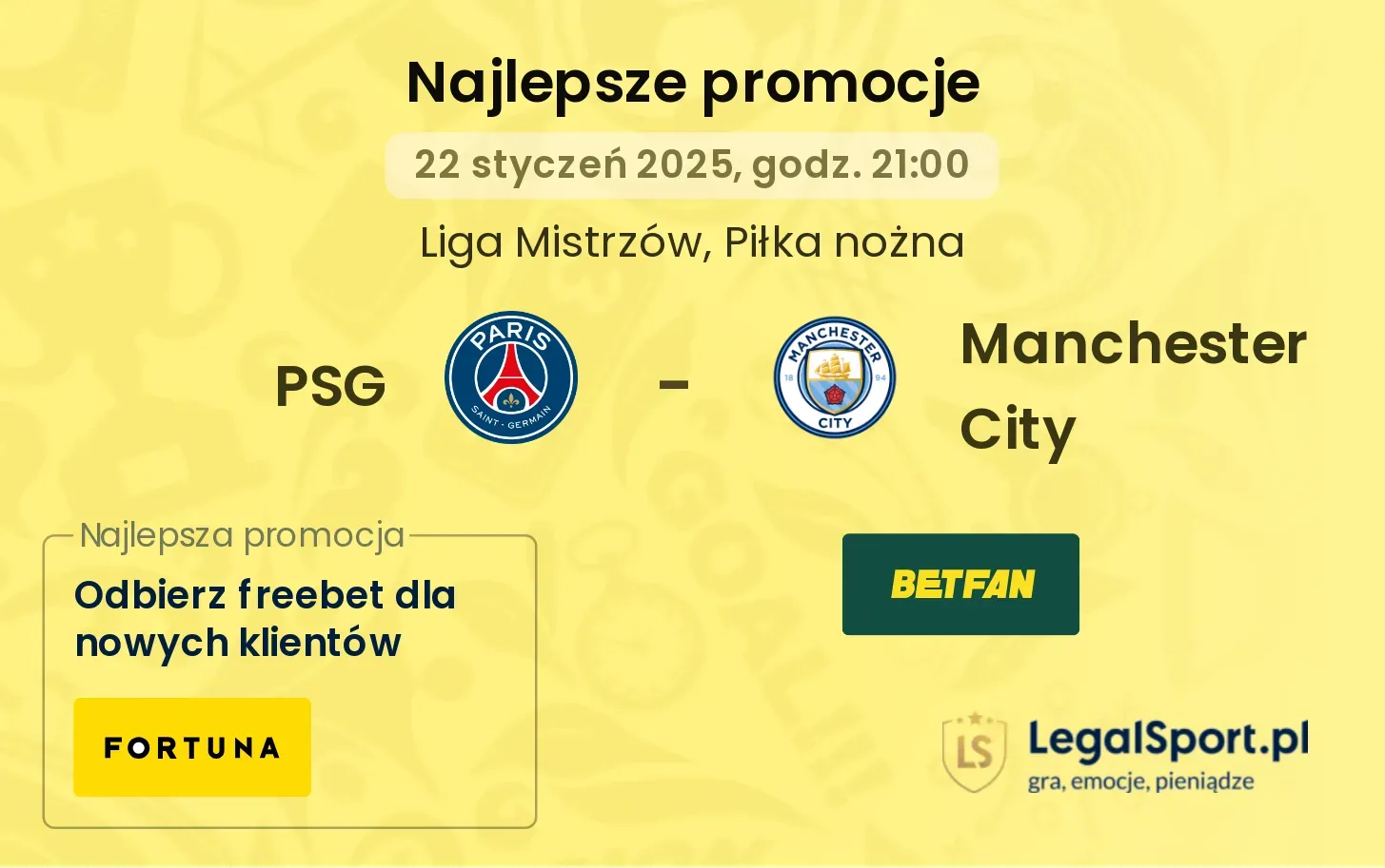 PSG - Manchester City promocje bonusy na mecz