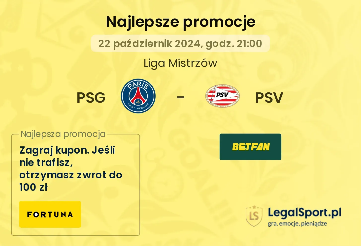 PSG - PSV promocje bonusy na mecz